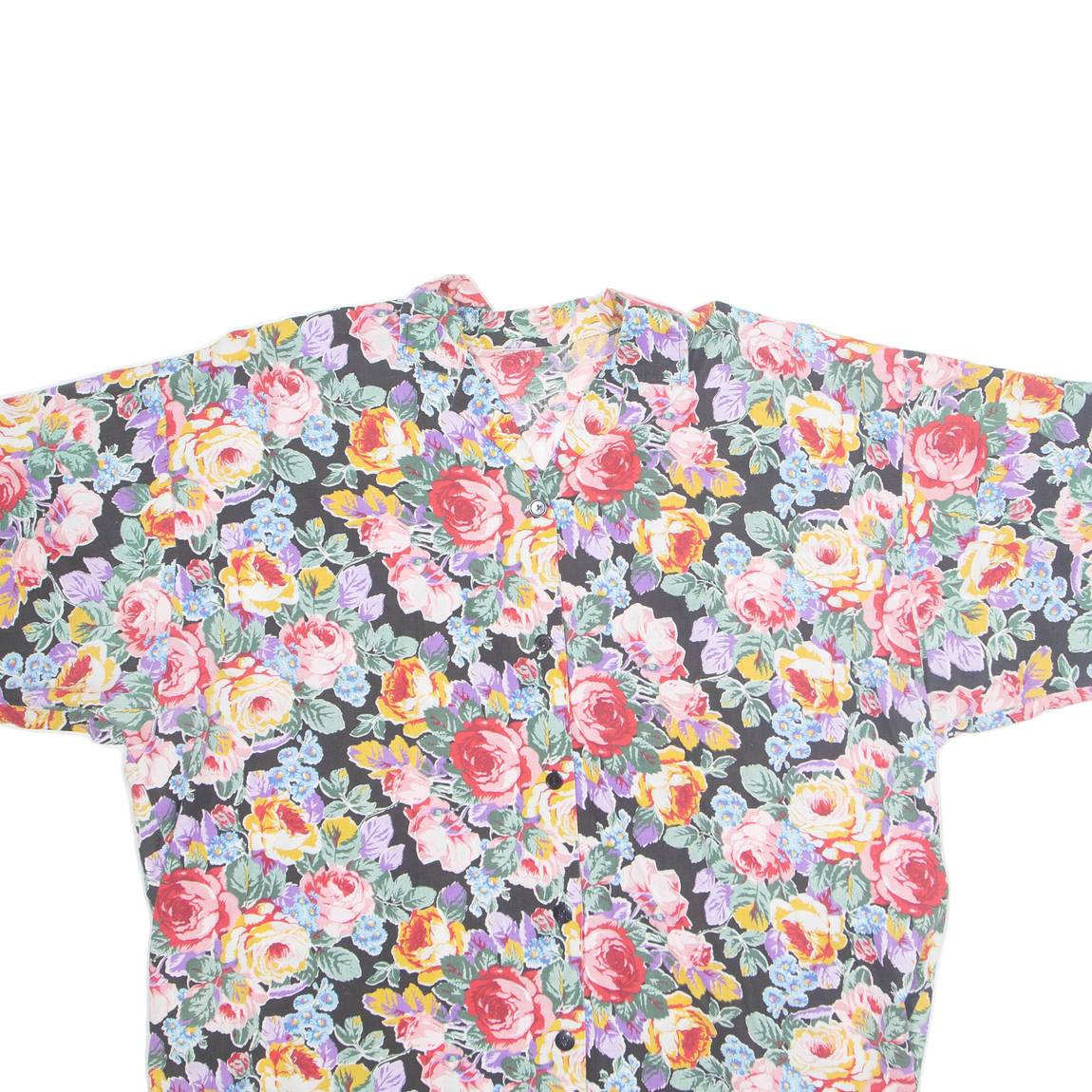 Womens Oversized Shirt Pink Collared Floral XL
