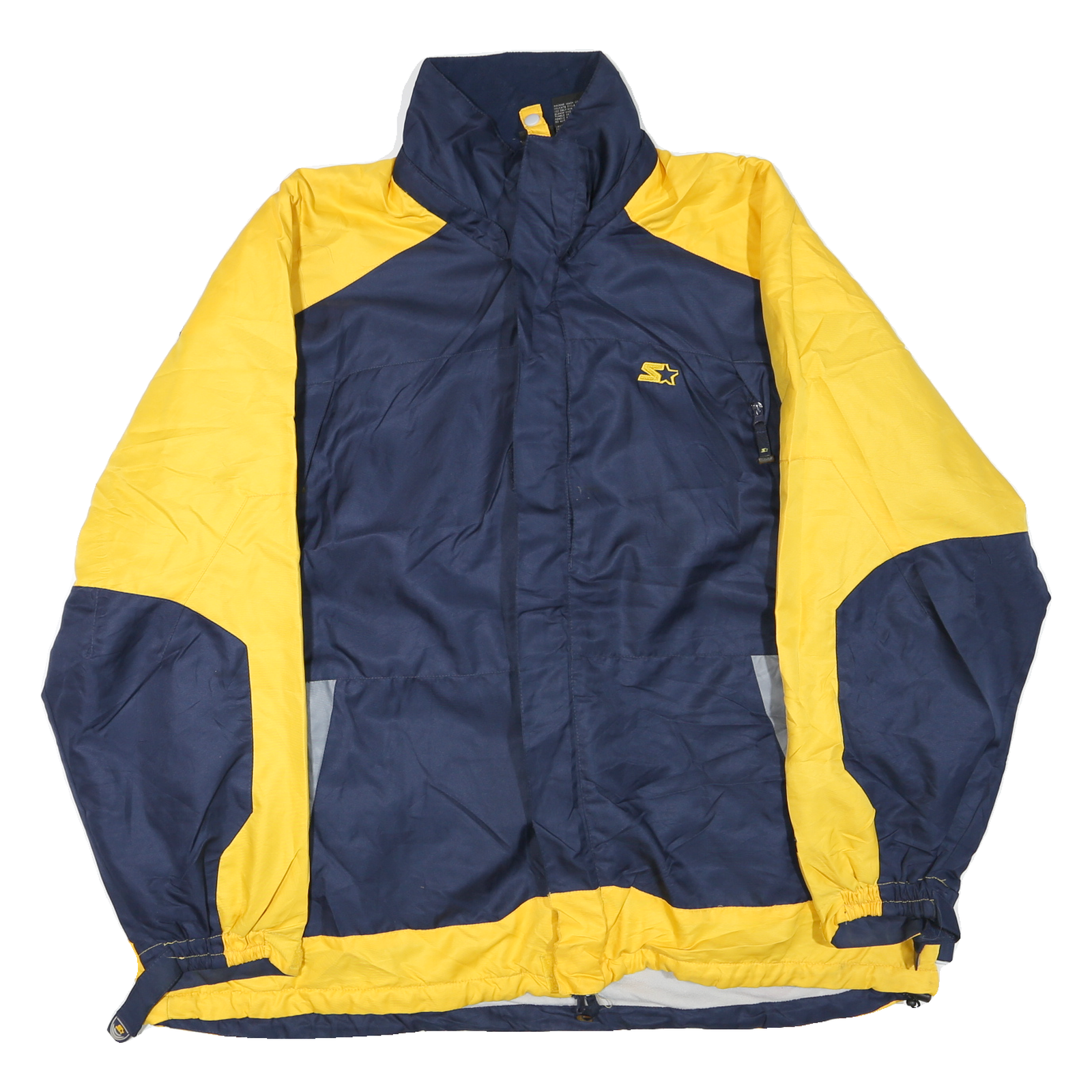 STARTER Mens Blue & Yellow Zip Jacket 2XL Polyester Blend Colourblock Casual