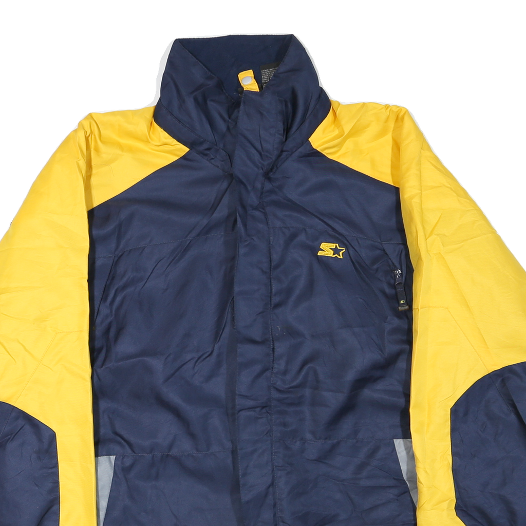 STARTER Mens Blue & Yellow Zip Jacket 2XL Polyester Blend Colourblock Casual