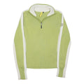 LOLE Womens Green & Cream Plain Pullover Crew Neck Basic Knit S Cotton Blend