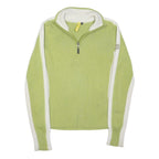 LOLE Womens Green & Cream Plain Pullover Crew Neck Basic Knit S Cotton Blend