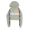ELLESSE Womens Sage Green Logo Tape Sleeve Cropped Hoodie UK 6 Casual Sweatshirt