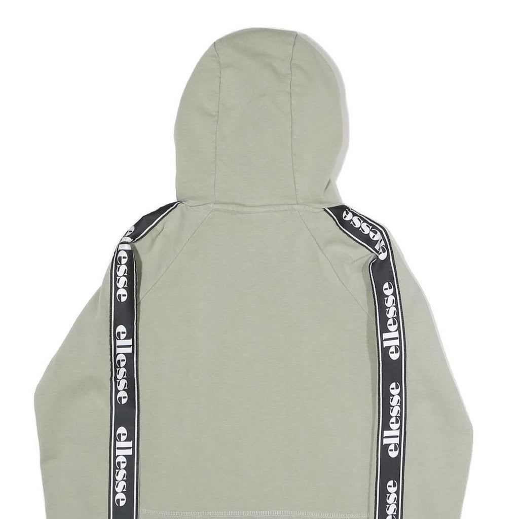 ELLESSE Womens Sage Green Logo Tape Sleeve Cropped Hoodie UK 6 Casual Sweatshirt