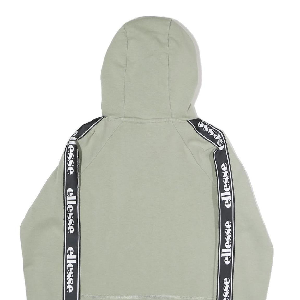 ELLESSE Womens Sage Green Logo Tape Sleeve Cropped Hoodie UK 6 Casual Sweatshirt