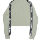 ELLESSE Womens Sage Green Logo Tape Sleeve Cropped Hoodie UK 6 Casual Sweatshirt