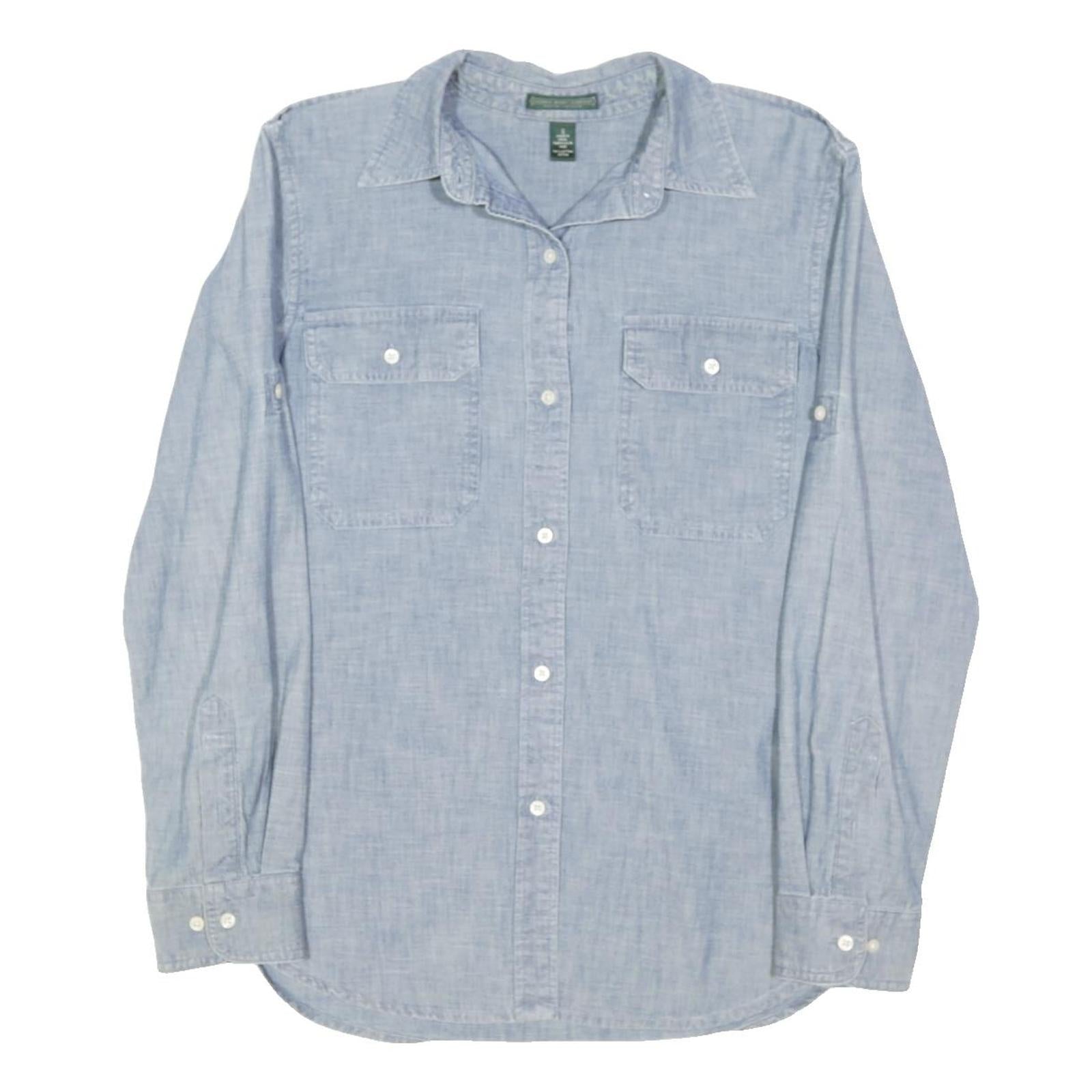 LAUREN RALPH LAUREN Womens Blue Plain Shirt S Button Down Casual Cotton Blend