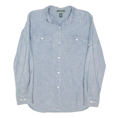 LAUREN RALPH LAUREN Womens Blue Plain Shirt S Button Down Casual Cotton Blend