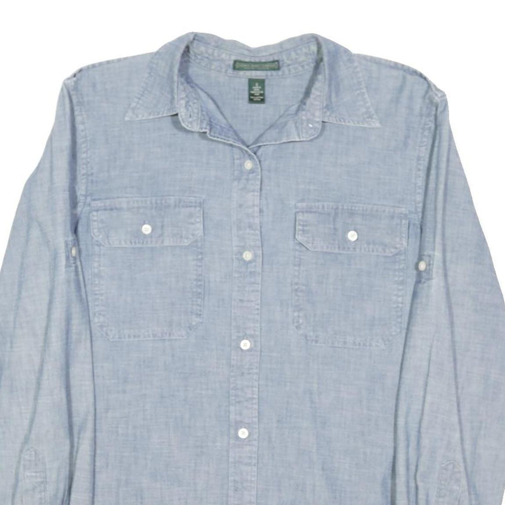 LAUREN RALPH LAUREN Womens Blue Plain Shirt S Button Down Casual Cotton Blend