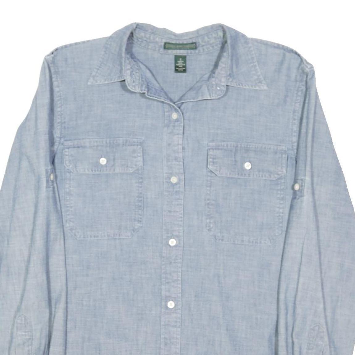 LAUREN RALPH LAUREN Womens Blue Plain Shirt S Button Down Casual Cotton Blend