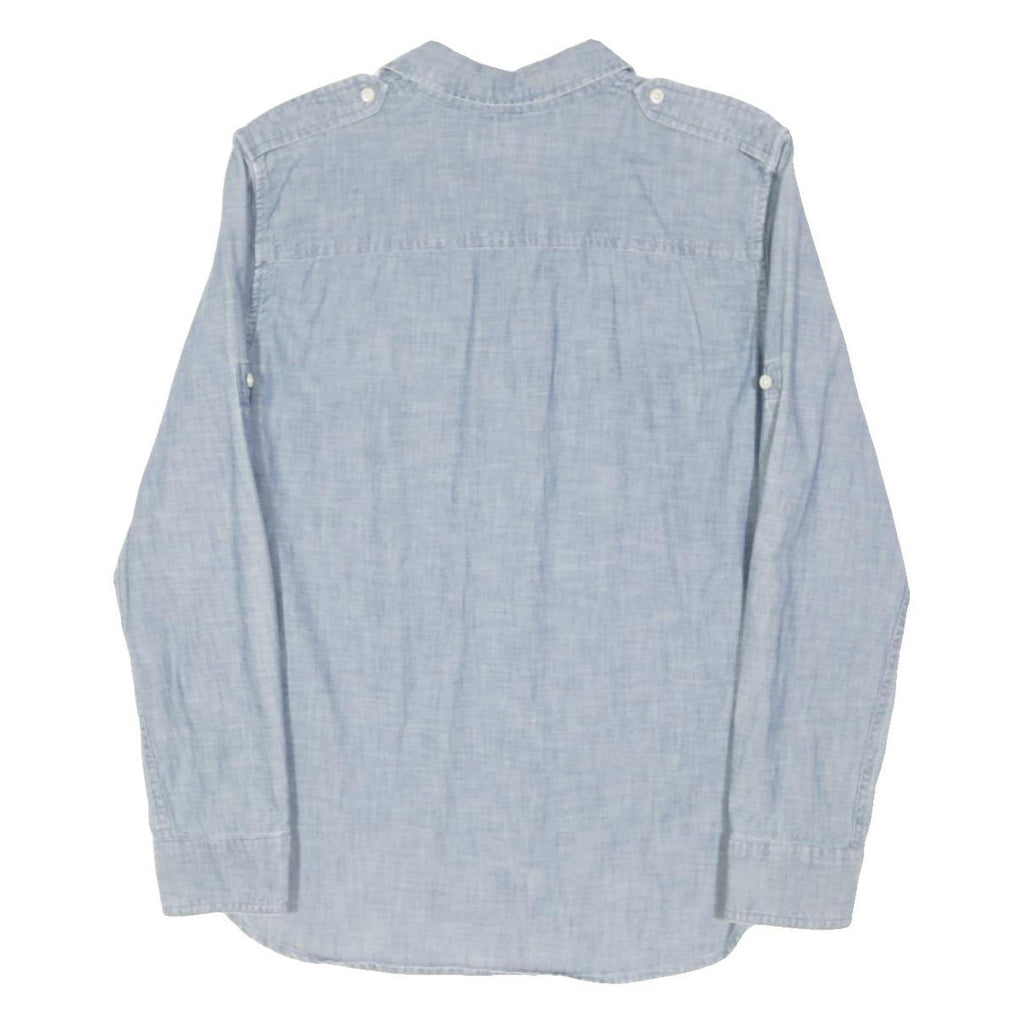 LAUREN RALPH LAUREN Womens Blue Plain Shirt S Button Down Casual Cotton Blend