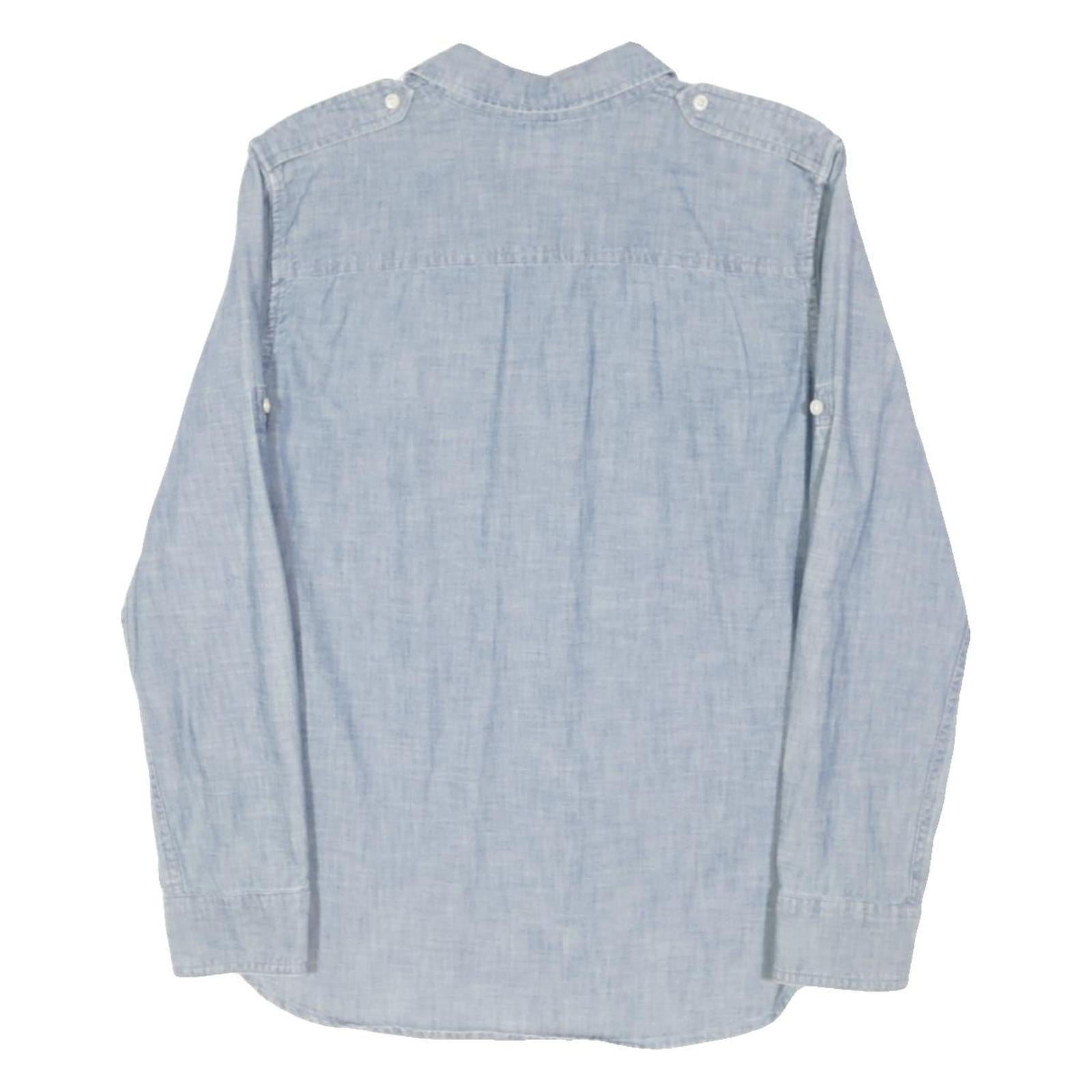 LAUREN RALPH LAUREN Womens Blue Plain Shirt S Button Down Casual Cotton Blend
