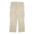 CARHARTT Mens Beige Relaxed Fit Cargo Trousers W34 L30 Cotton Blend Zip