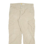 CARHARTT Mens Beige Relaxed Fit Cargo Trousers W34 L30 Cotton Blend Zip