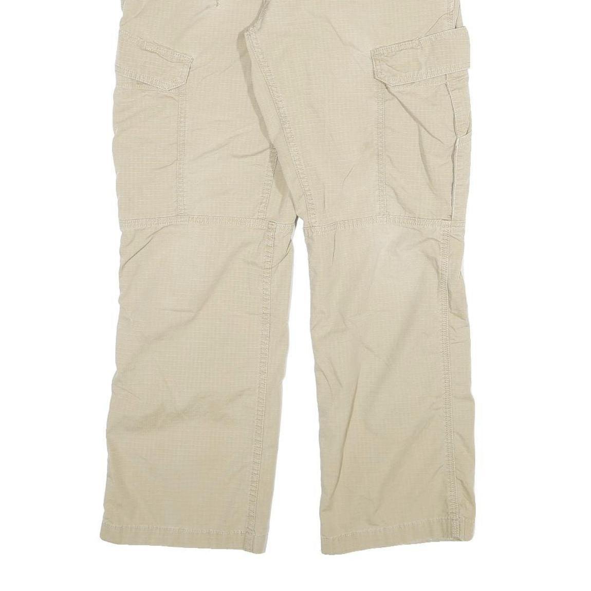 CARHARTT Mens Beige Relaxed Fit Cargo Trousers W34 L30 Cotton Blend Zip