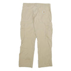 CARHARTT Mens Beige Relaxed Fit Cargo Trousers W34 L30 Cotton Blend Zip