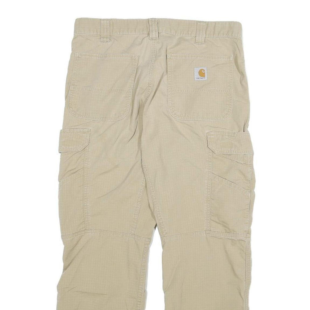 CARHARTT Mens Beige Relaxed Fit Cargo Trousers W34 L30 Cotton Blend Zip