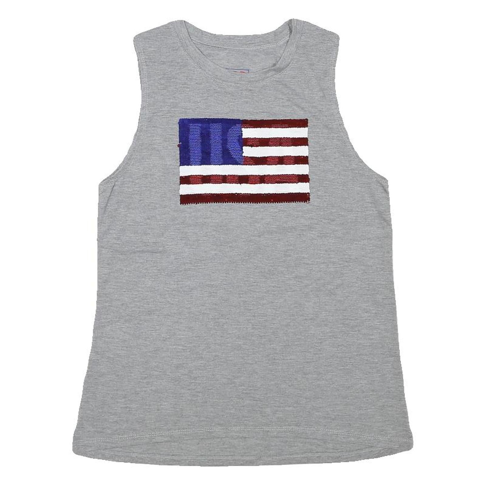 MODERN LUX Womens Grey Graphic Sleeveless Crew Neck T-Shirt M Casual Summer