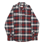 JACHS Mens Red & Blue Checked Cotton Shirt M Casual Button-Up Long Sleeve