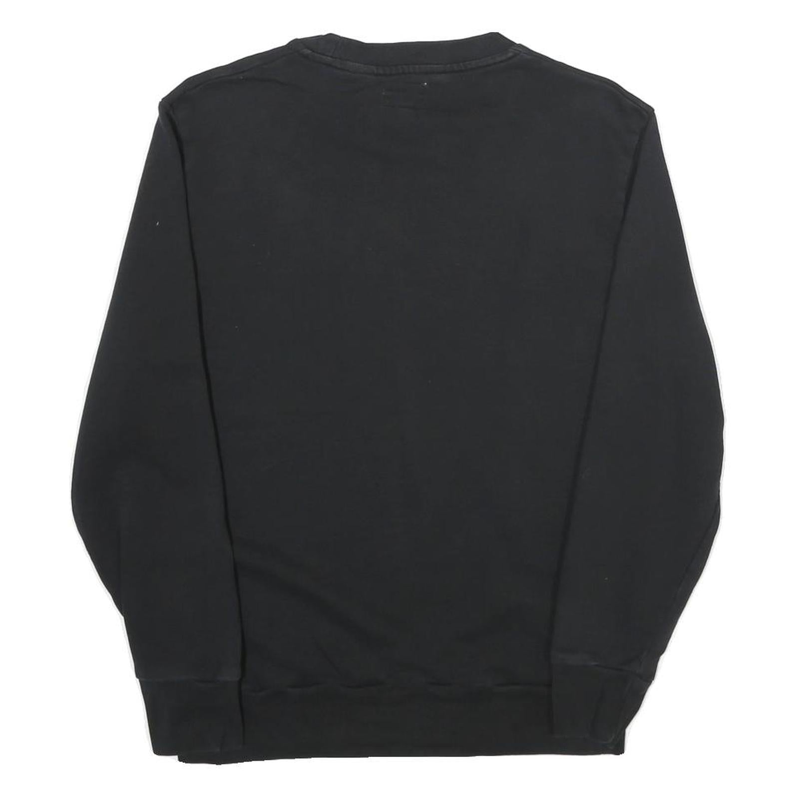 LEVI'S Mens Black Cotton Sweatshirt S Crew Neck Logo Print Casual