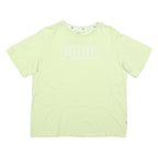 PUMA Womens Lime Green T-Shirt L Short Sleeve Crew Neck Cotton Blend Graphic