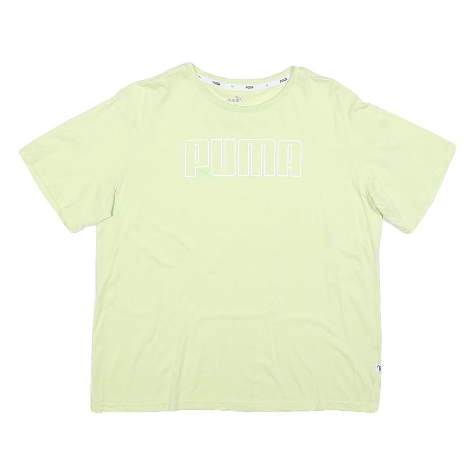 PUMA Womens Lime Green T-Shirt L Short Sleeve Crew Neck Cotton Blend Graphic