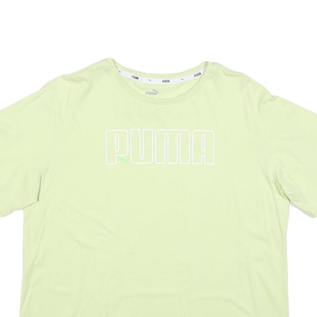 PUMA Womens Lime Green T-Shirt L Short Sleeve Crew Neck Cotton Blend Graphic