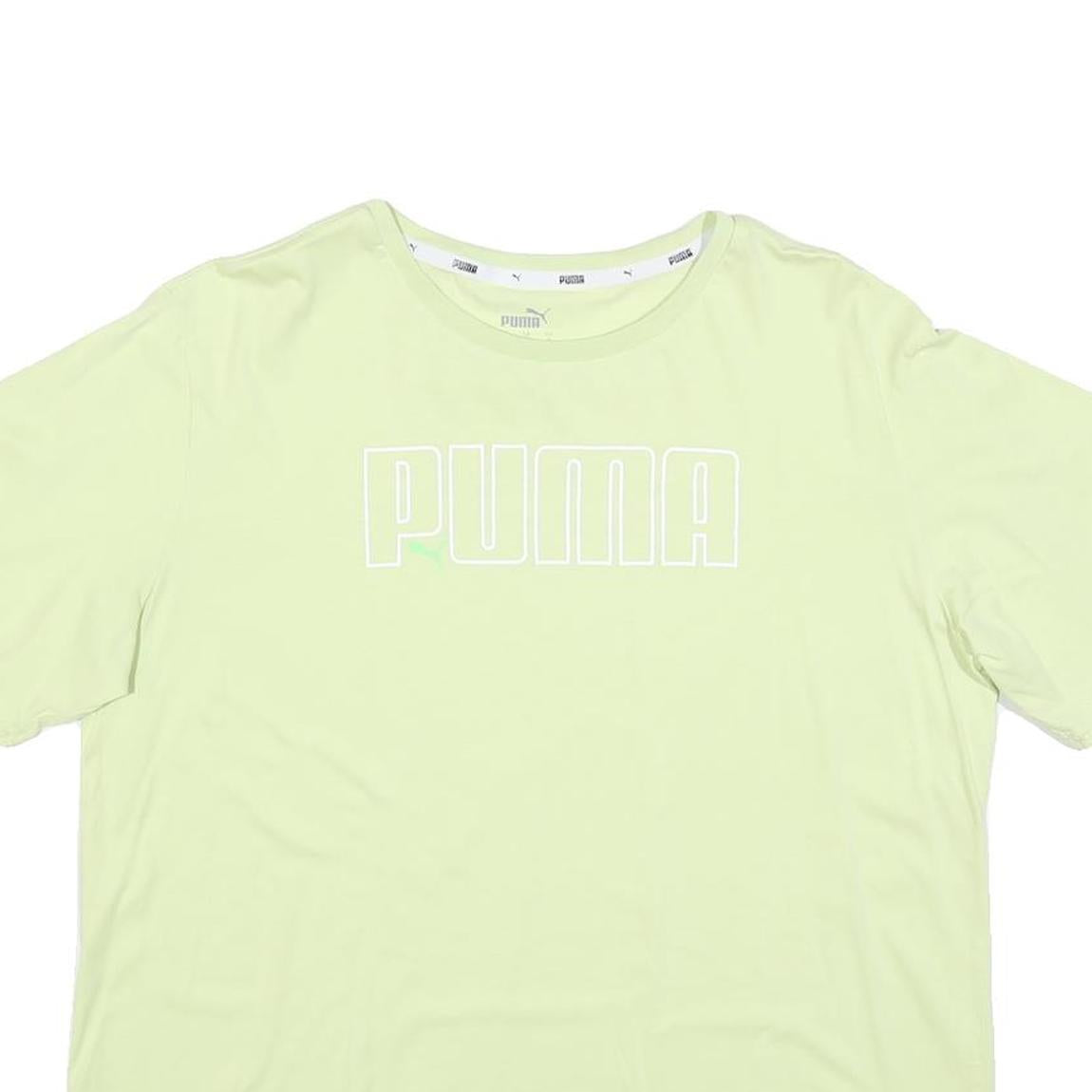 PUMA Womens Lime Green T-Shirt L Short Sleeve Crew Neck Cotton Blend Graphic