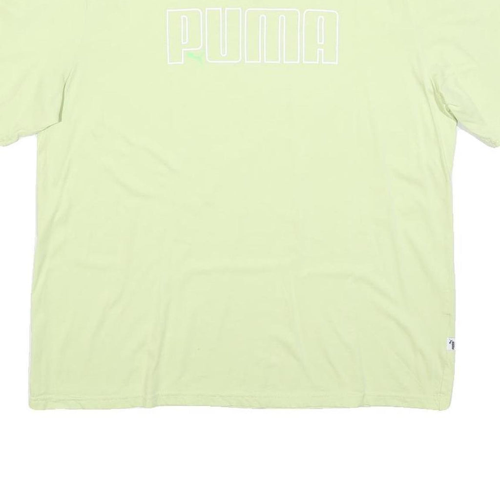 PUMA Womens Lime Green T-Shirt L Short Sleeve Crew Neck Cotton Blend Graphic