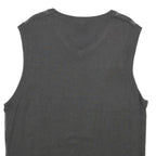 IRREVERENT Mens Grey & Charcoal Patterned Cotton Blend Jumper V-Neck XL Argyle