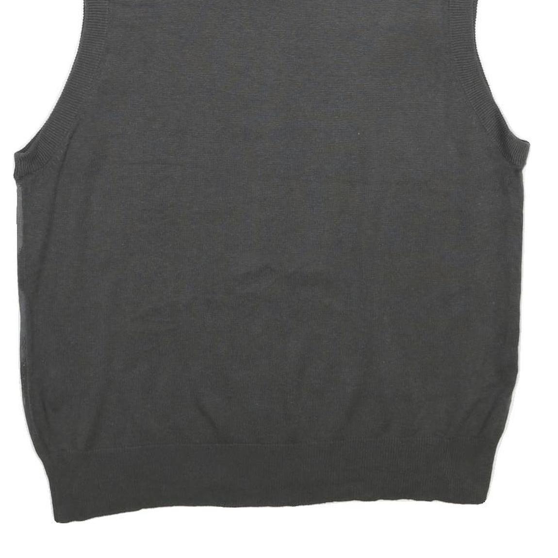 IRREVERENT Mens Grey & Charcoal Patterned Cotton Blend Jumper V-Neck XL Argyle