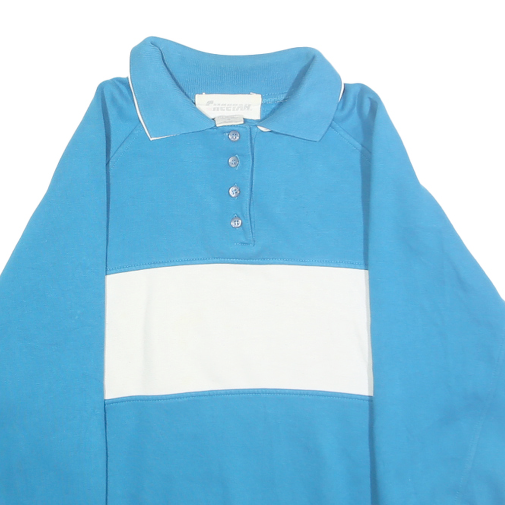 CHEETAH Womens Blue & White Collared S Sweatshirt Polyester Blend Pullover