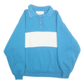 CHEETAH Womens Blue & White Collared S Sweatshirt Polyester Blend Pullover