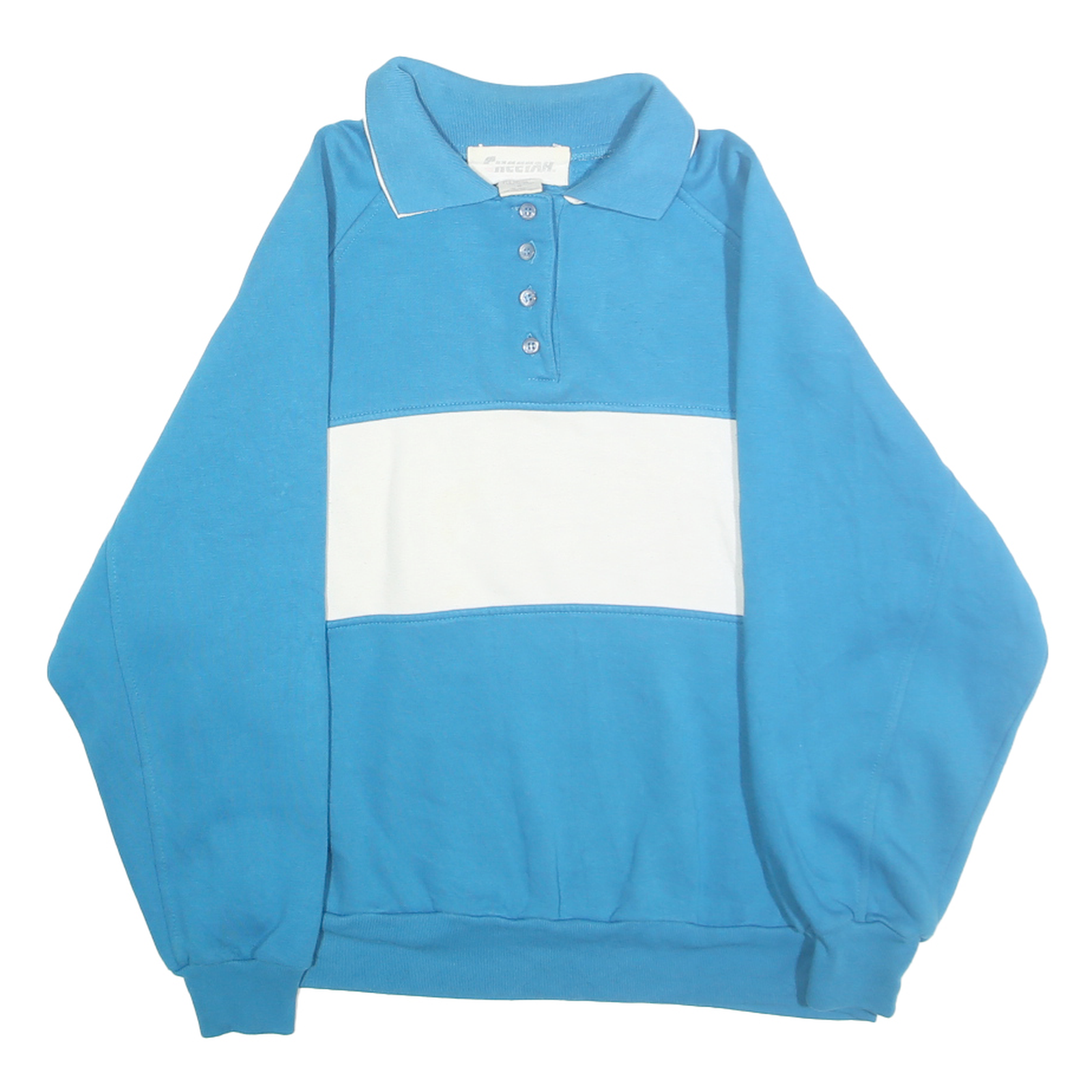 CHEETAH Womens Blue & White Collared S Sweatshirt Polyester Blend Pullover