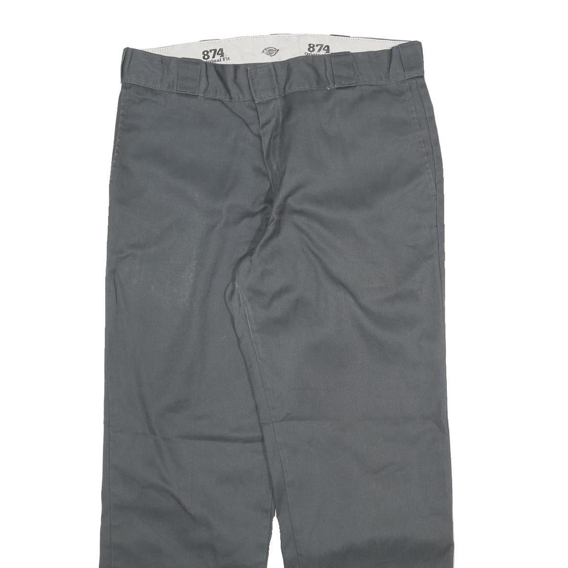 DICKIES Mens Cotton Blend Grey Regular Fit Straight Leg Trousers W34 L29