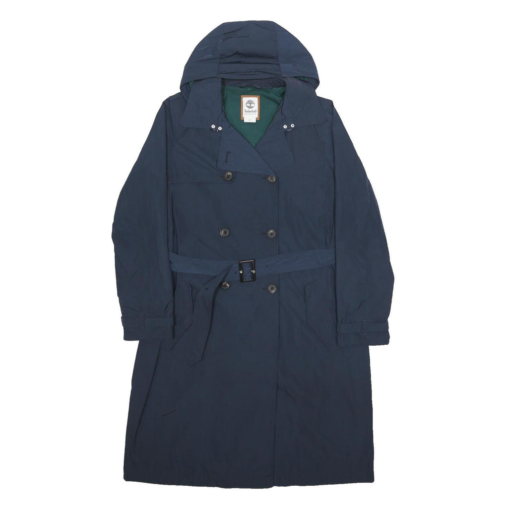 TIMBERLAND Womens Navy Blue Classic Trench Jacket M Polyester Blend Button