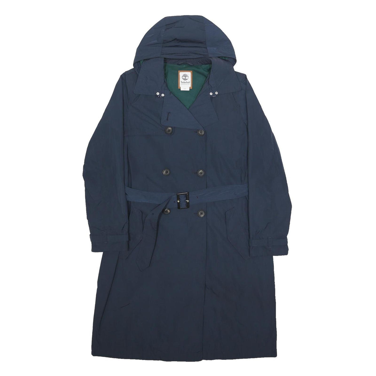 TIMBERLAND Womens Navy Blue Classic Trench Jacket M Polyester Blend Button