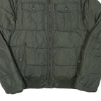 TOMMY HILFIGER Mens Green Bomber Jacket S Polyester Blend Plain Zip Casual