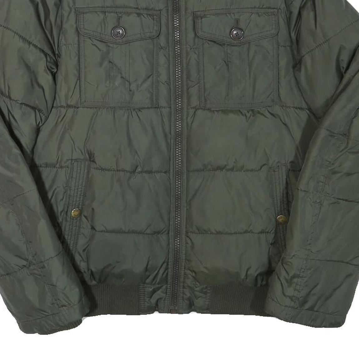 TOMMY HILFIGER Mens Green Bomber Jacket S Polyester Blend Plain Zip Casual