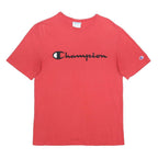 CHAMPION Mens Red Graphic T-Shirt M Short Sleeve Crew Neck Classic Cotton Logo
