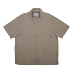 DICKIES Mens Beige Work Shirt 2XL Short Sleeve Button Front Workwear Uniform