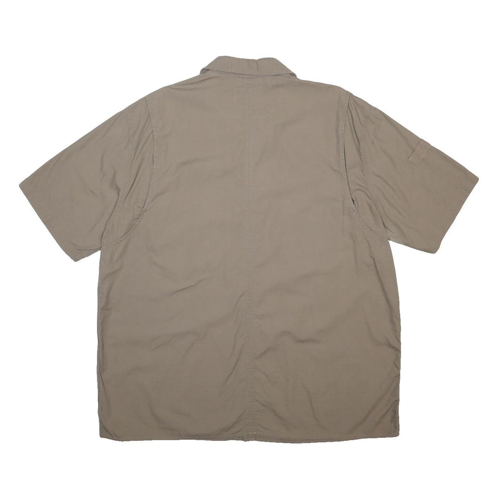 DICKIES Mens Beige Work Shirt 2XL Short Sleeve Button Front Workwear Uniform