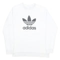 ADIDAS Mens White Crew Neck Sweatshirt M Logo Print Pullover Cotton Blend