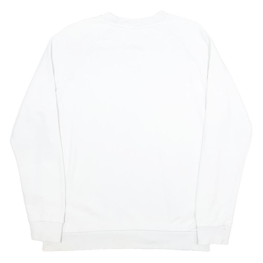 ADIDAS Mens White Crew Neck Sweatshirt M Logo Print Pullover Cotton Blend