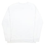ADIDAS Mens White Crew Neck Sweatshirt M Logo Print Pullover Cotton Blend
