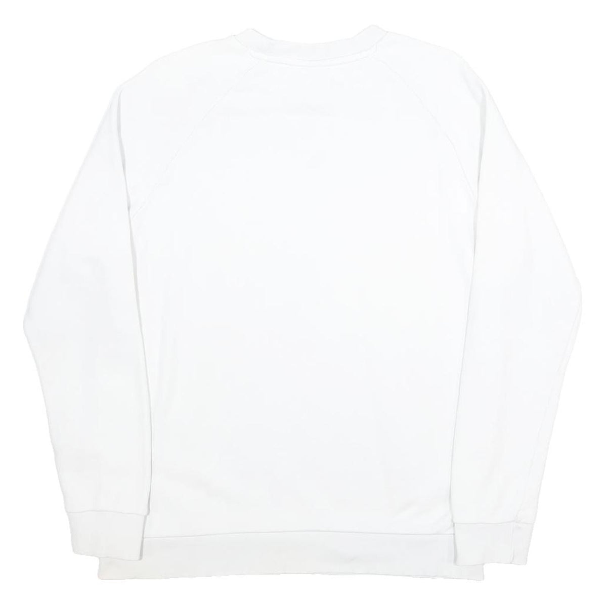 ADIDAS Mens White Crew Neck Sweatshirt M Logo Print Pullover Cotton Blend