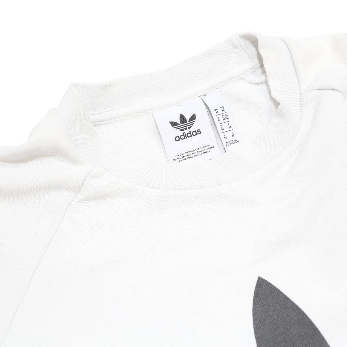 ADIDAS Mens White Crew Neck Sweatshirt M Logo Print Pullover Cotton Blend