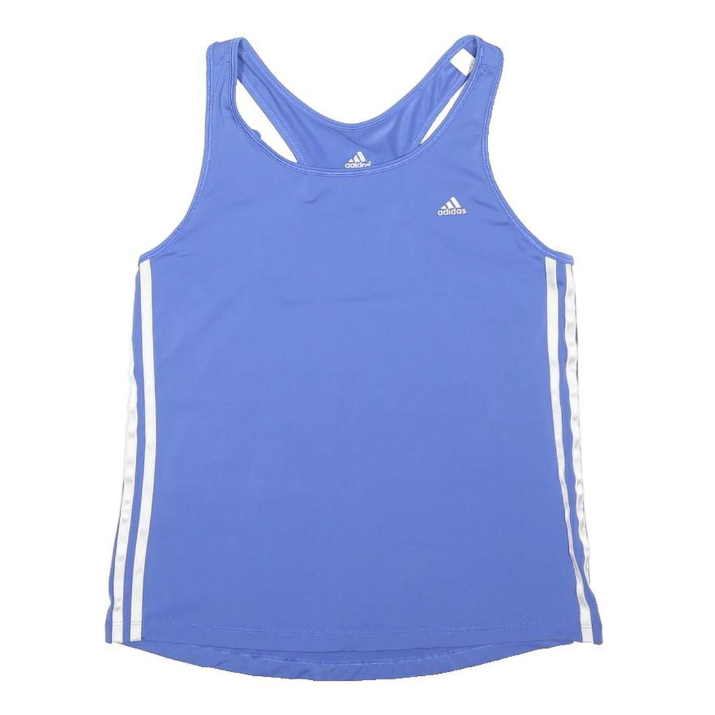 ADIDAS Womens Blue & White Sleeveless Racer Back T-Shirt M Sports Activewear