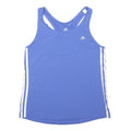 ADIDAS Womens Blue & White Sleeveless Racer Back T-Shirt M Sports Activewear