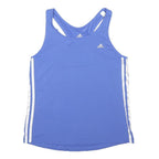 ADIDAS Womens Blue & White Sleeveless Racer Back T-Shirt M Sports Activewear