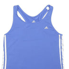 ADIDAS Womens Blue & White Sleeveless Racer Back T-Shirt M Sports Activewear